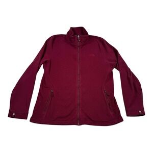 The North Face Jacket Womens XL Maroon Fleece Full Zip Stand Collar Pockets